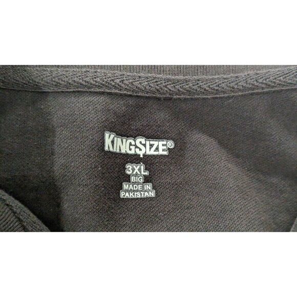 Kingsize Mens 3XL Black Polo Shirt Solid Pure Cotton Short Sleeve Collared Top - Picture 6 of 8
